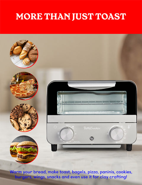 Betty Crocker Mini Toaster Oven, Compact Countertop Oven