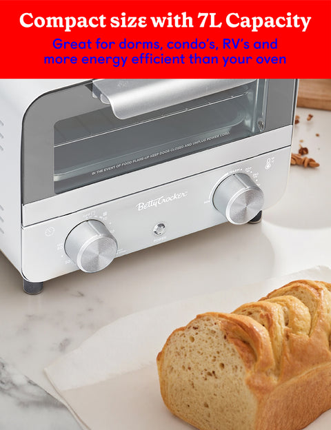 Betty Crocker Mini Toaster Oven, Compact Countertop Oven